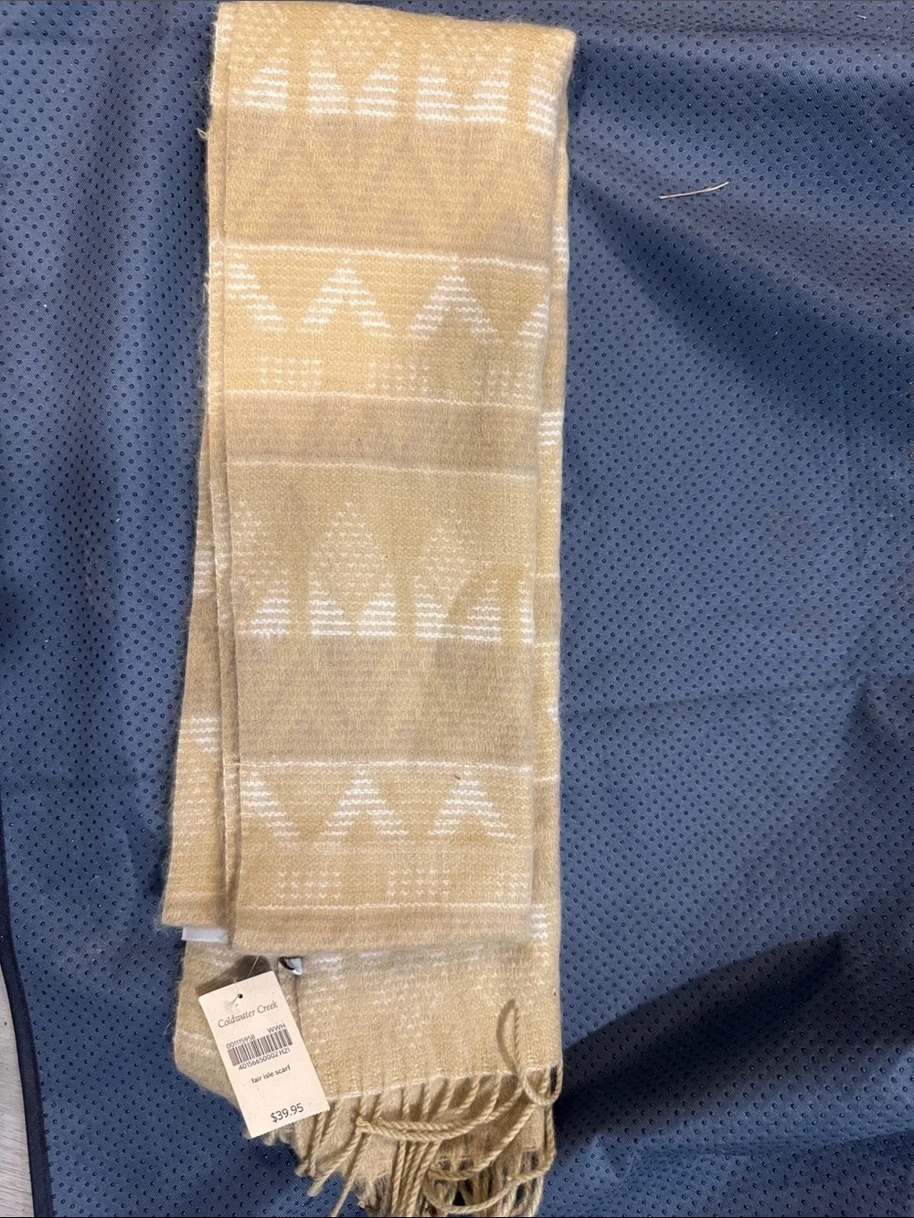 Calvin Klein Beige and White Patterned Scarf Wrap
